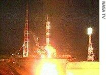 Simonyi and Russian cosmonauts Fyodor Yurchikhin and Oleg Kotov lifted off from the Baikonur Cosmodrome in Kazakhstan 